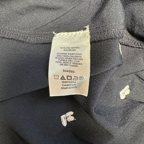 LOFT Navy Flower Embroidered Halter Peplum Top, Size‎ Small - Picture 4 of 6